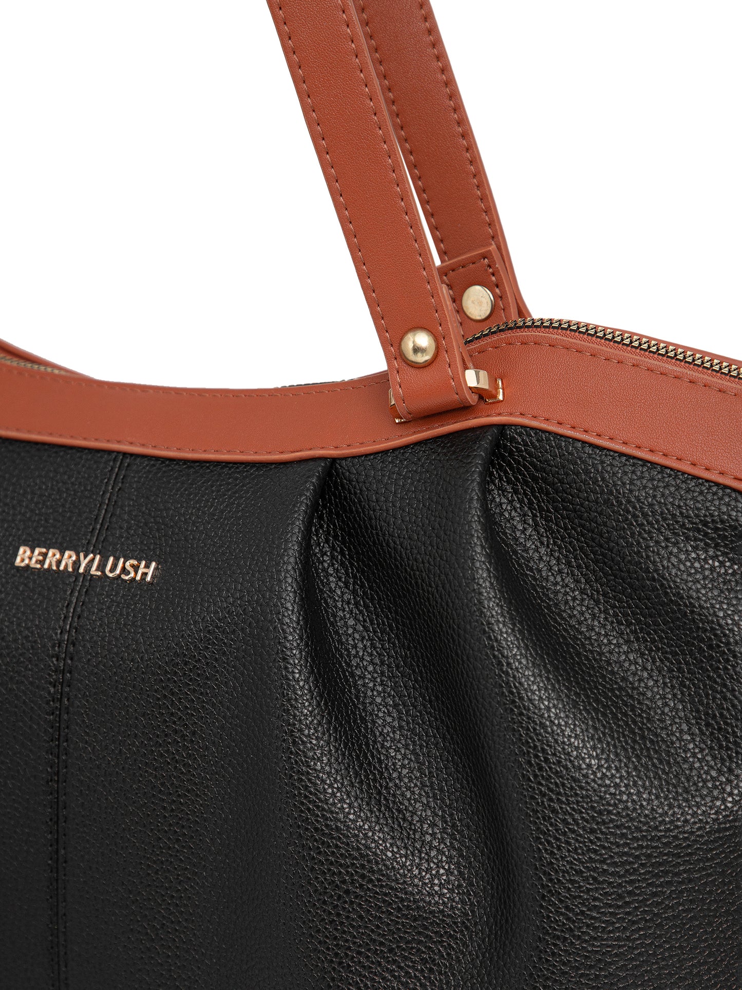 Berrylush Women Black Solid Two Handles Casual Shoulder Bag