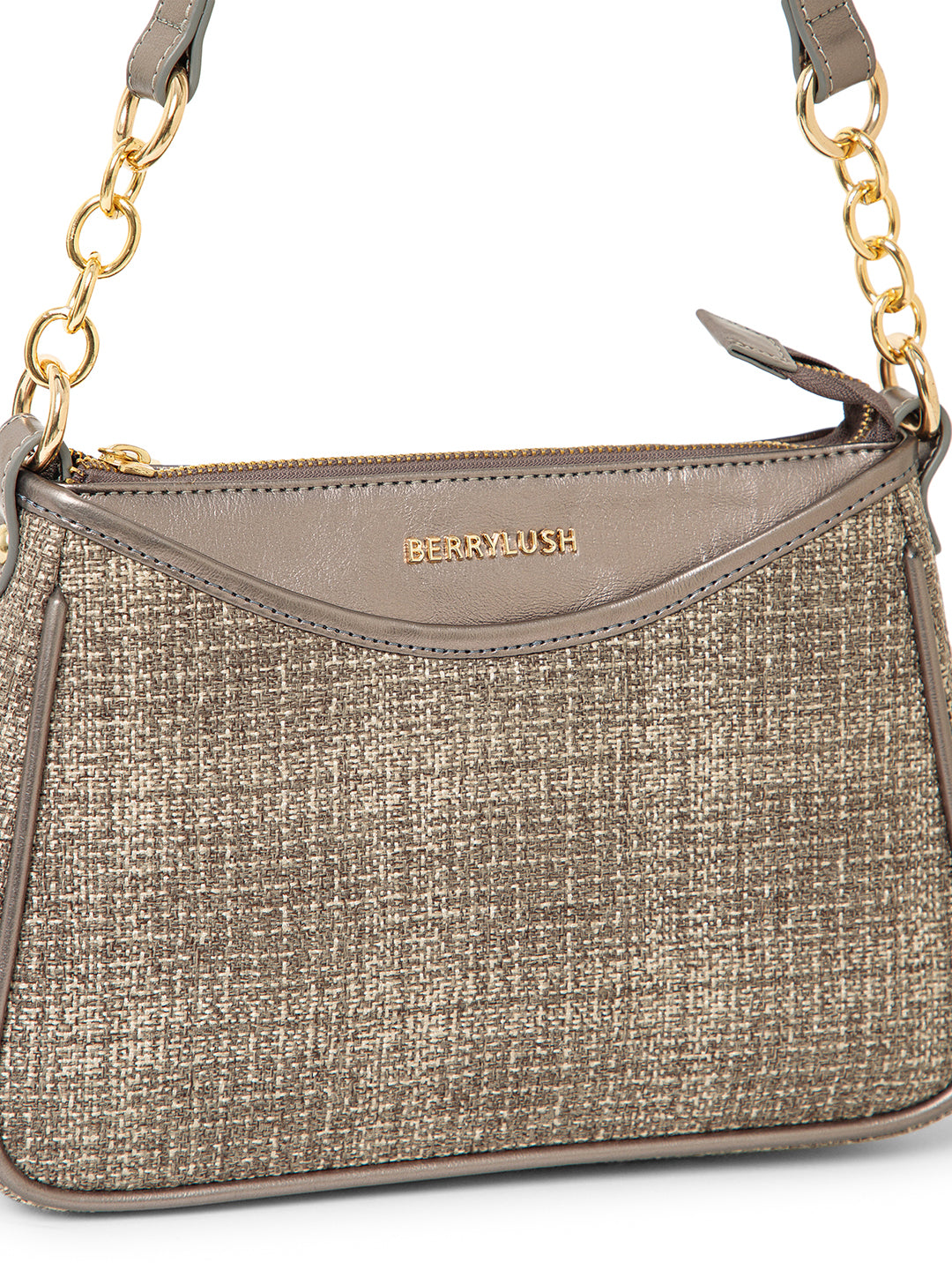 Berrylush Women Grey Checked One Handle Smart Casual Regular Shoulder Bag