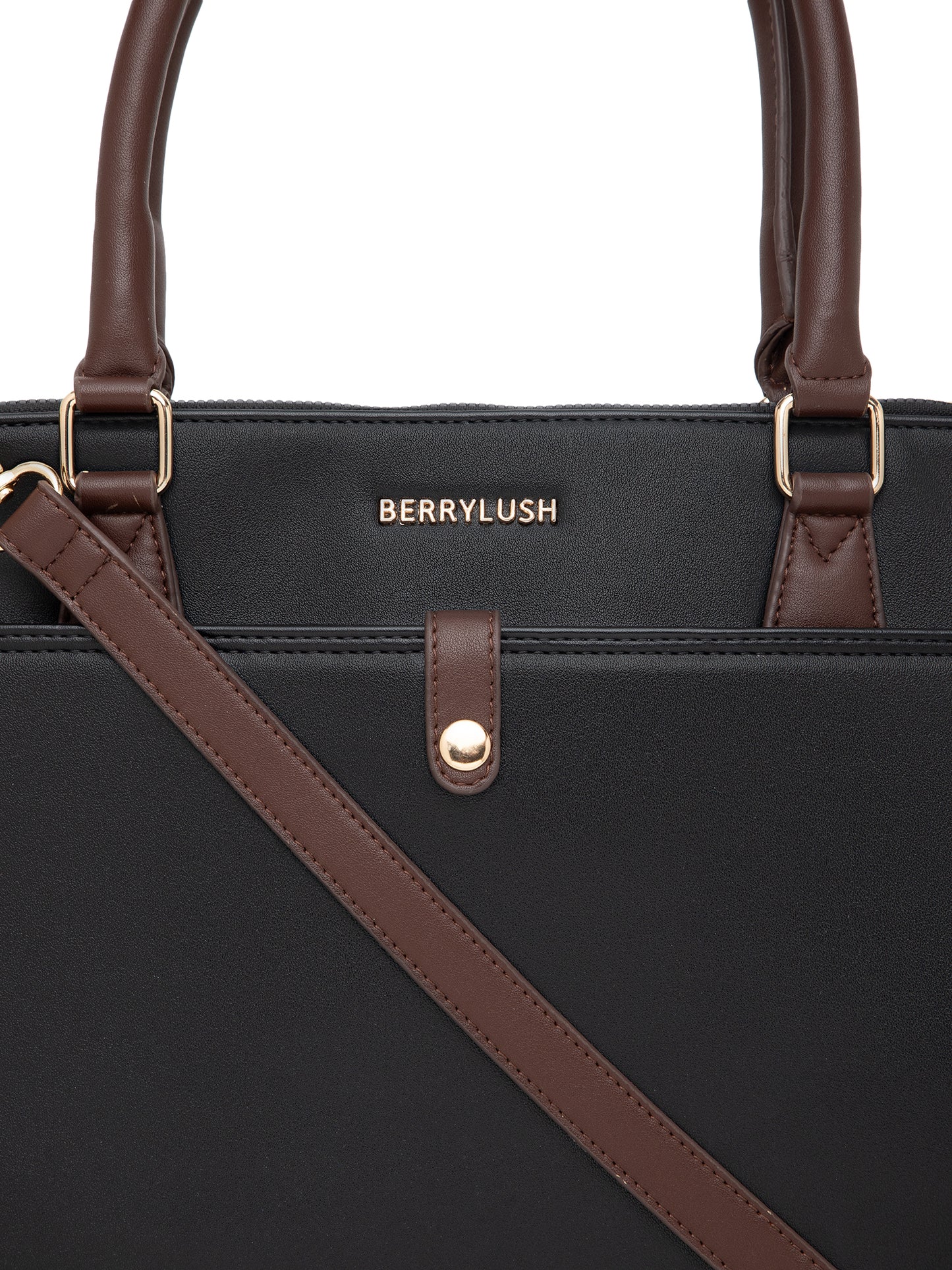 Berrylush Women Black Solid Two Handle Casual Laptop Bag
