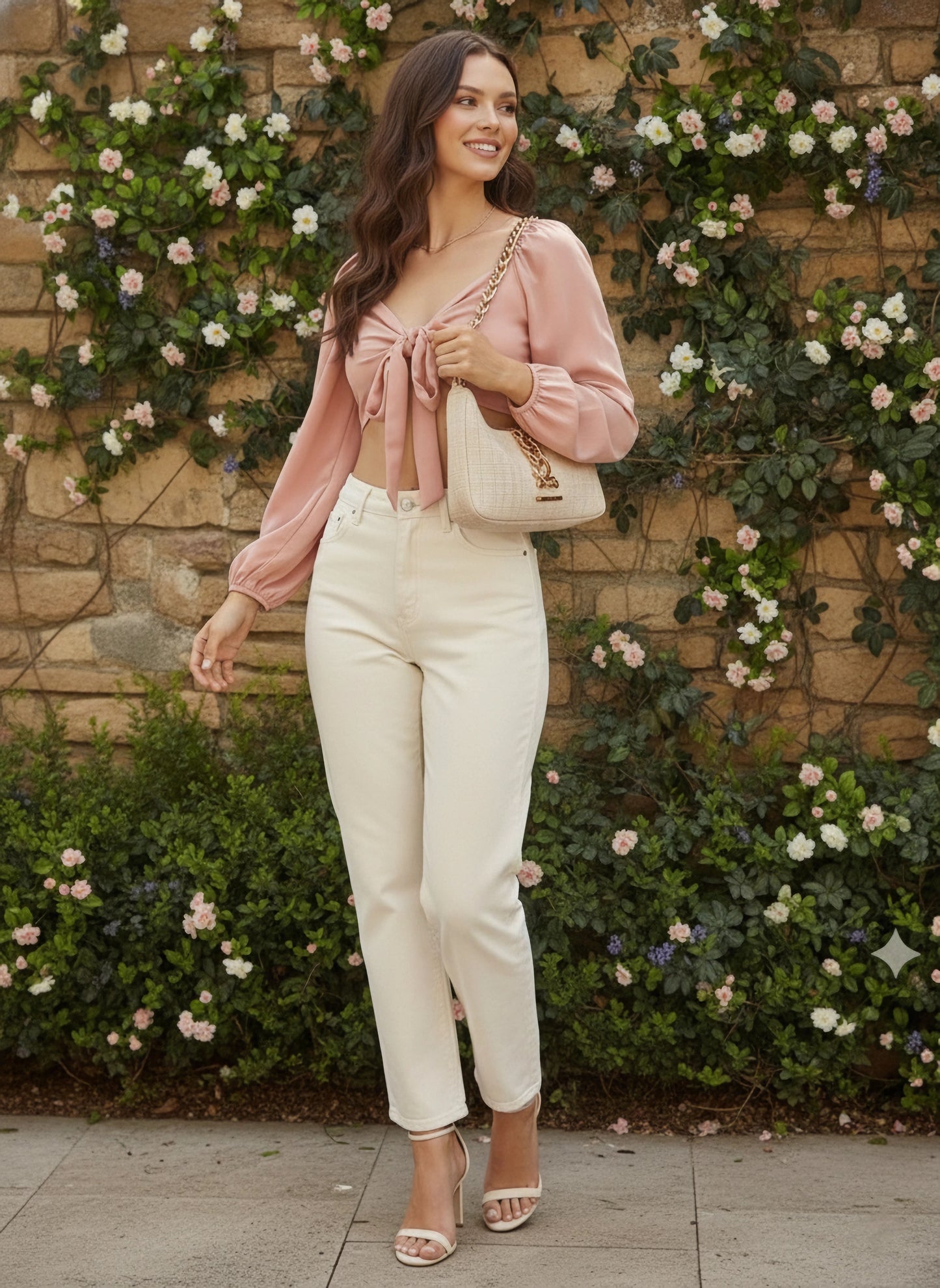 Berrylush Women Solid Pink Sweetheart Neck Tie-Up Front Pleated Crop Top