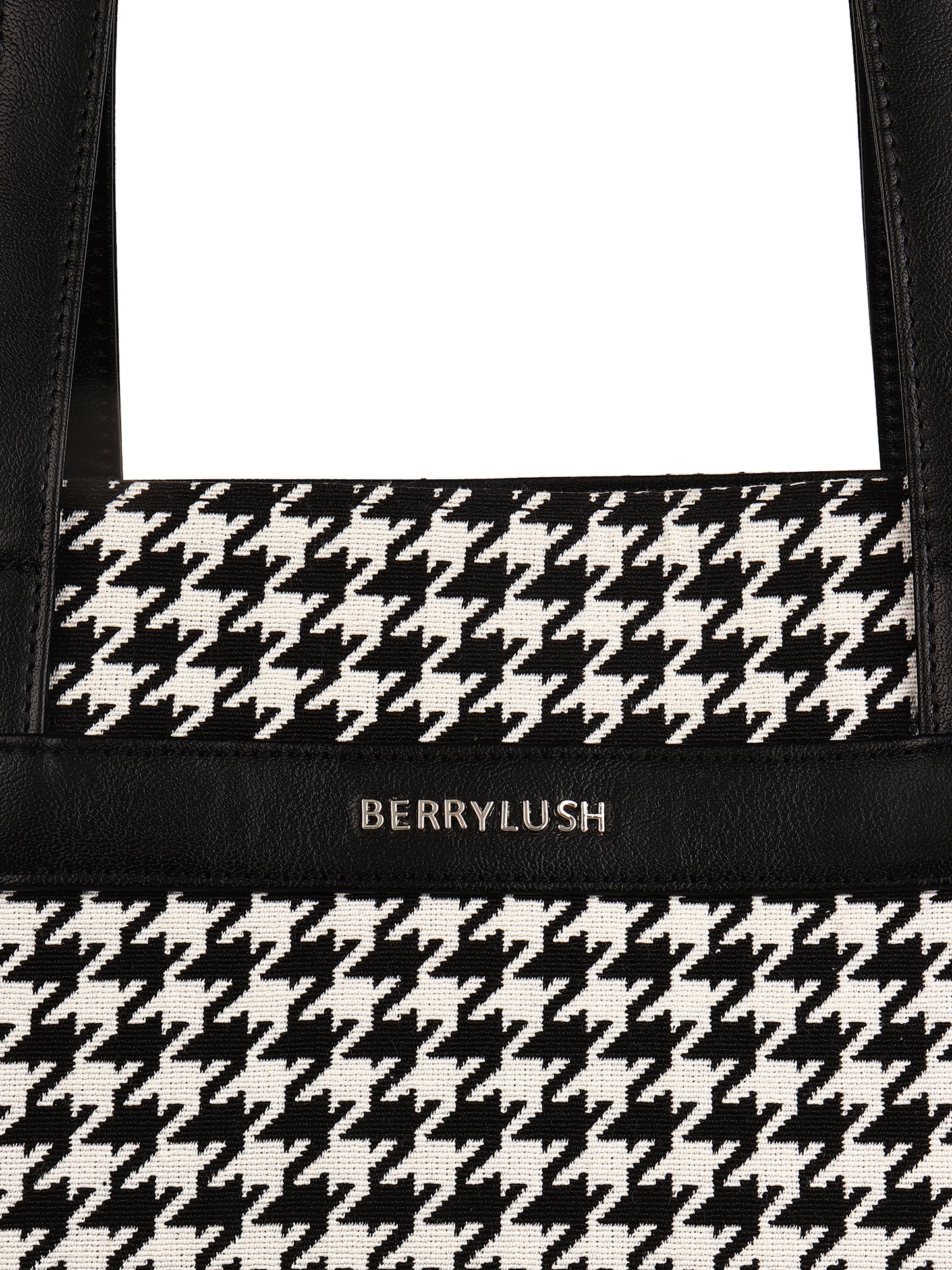 Berrylush Women Black & White Self Design Print Smart Basic Tote Bag