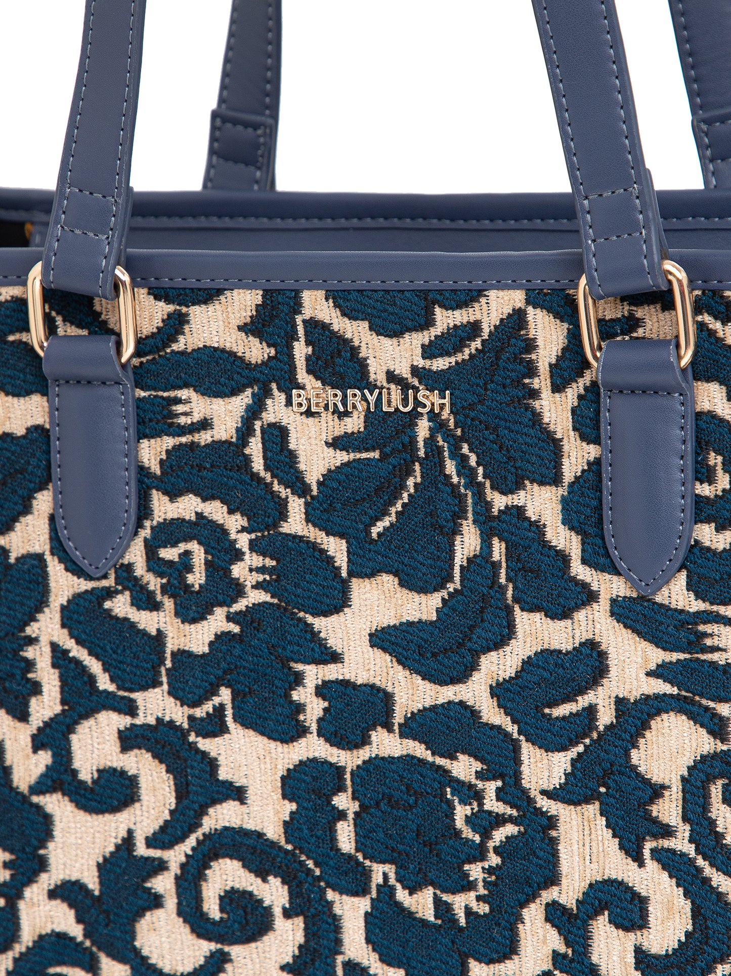 Berrylush Women Blue Floral Print Two Handles Casual Shoulder Bag