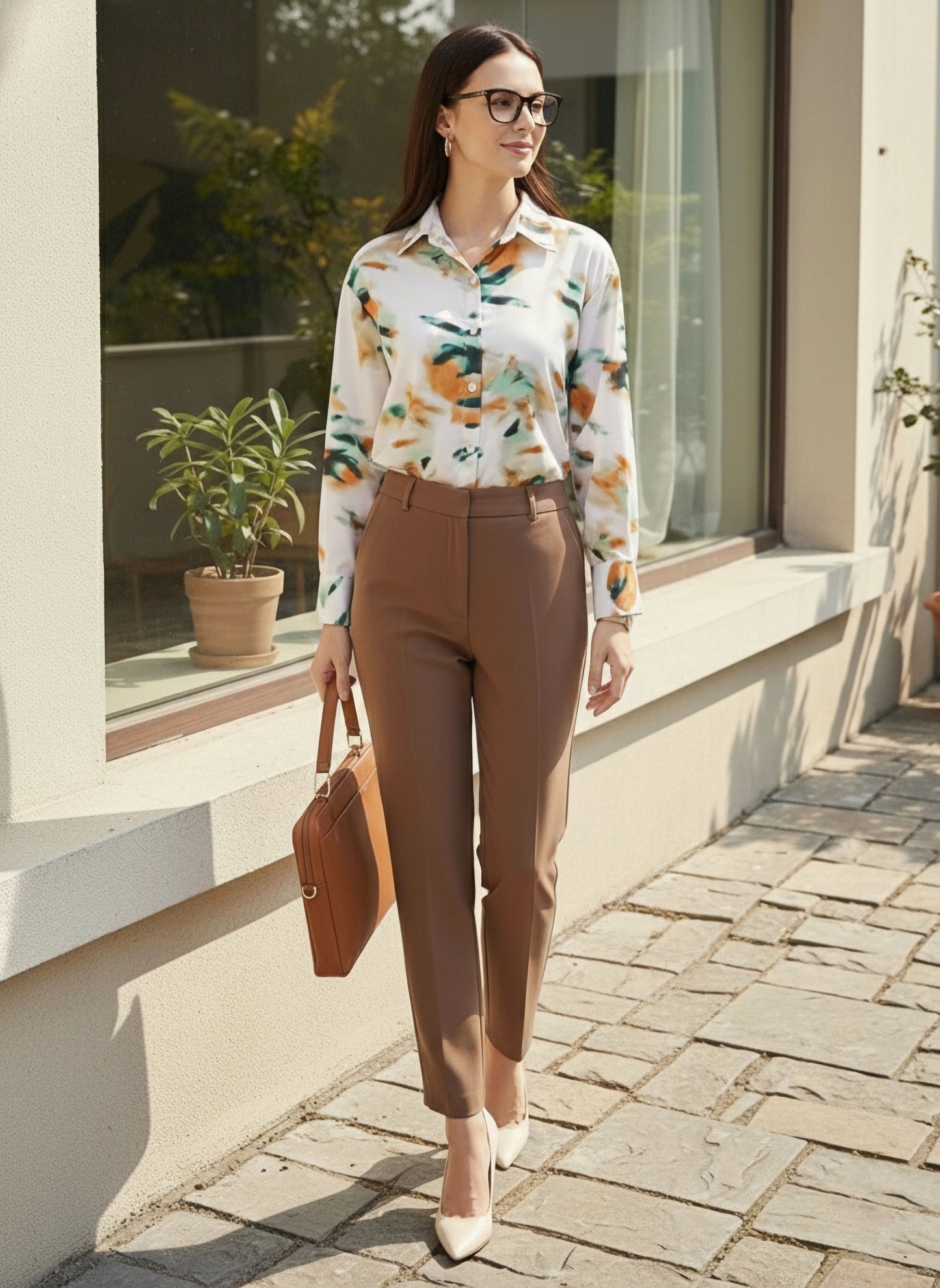 BIZwear White & Multicolour Abstract Printed Spread Collar Neck Cuff Sleeves Button-Up Curved Hem Regular Shirt