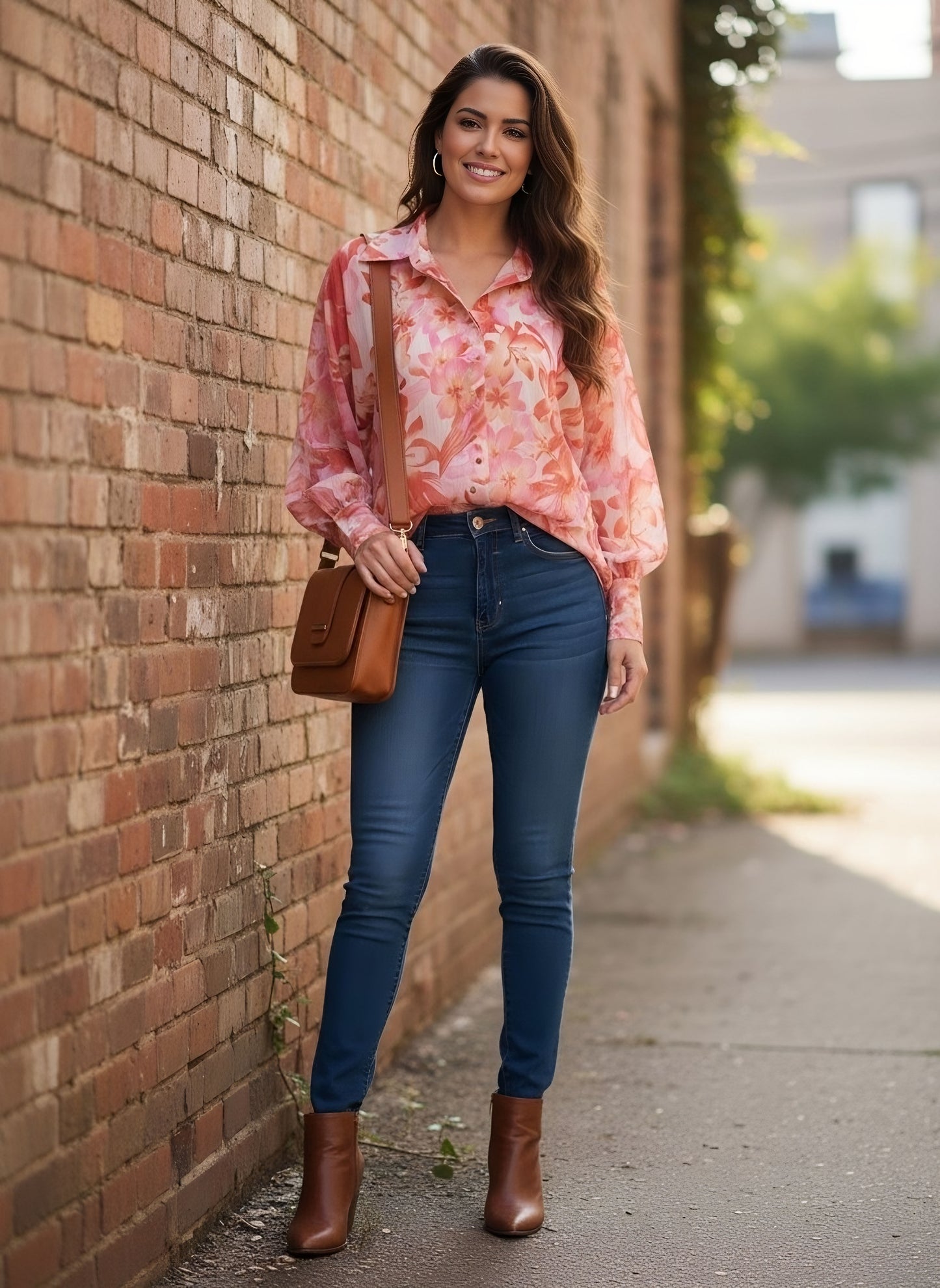 Berrylush Women Pink Floral Print Spread Collar Long Sleeves Casual Regular Shirt