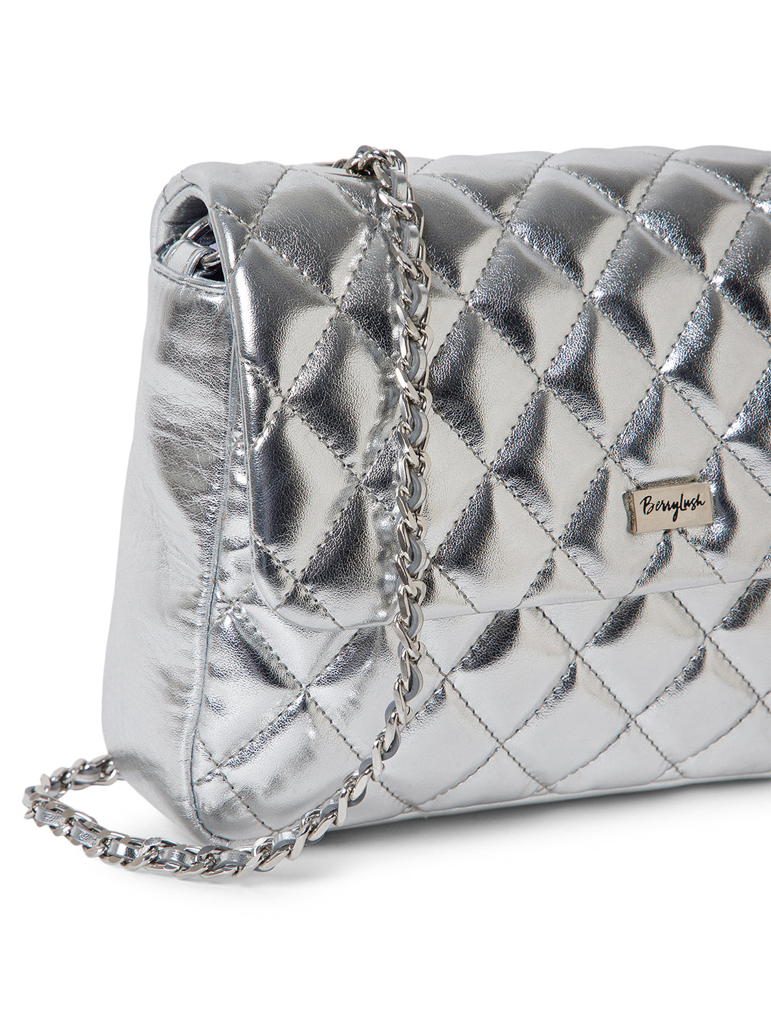 Berrylush Women Silver Solid Regular Shoulder Bag