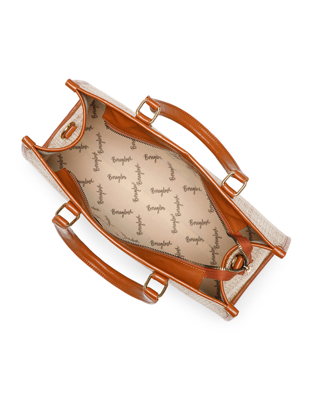 Berrylush Women Cream Checked Structured Two Handles Tote Bag