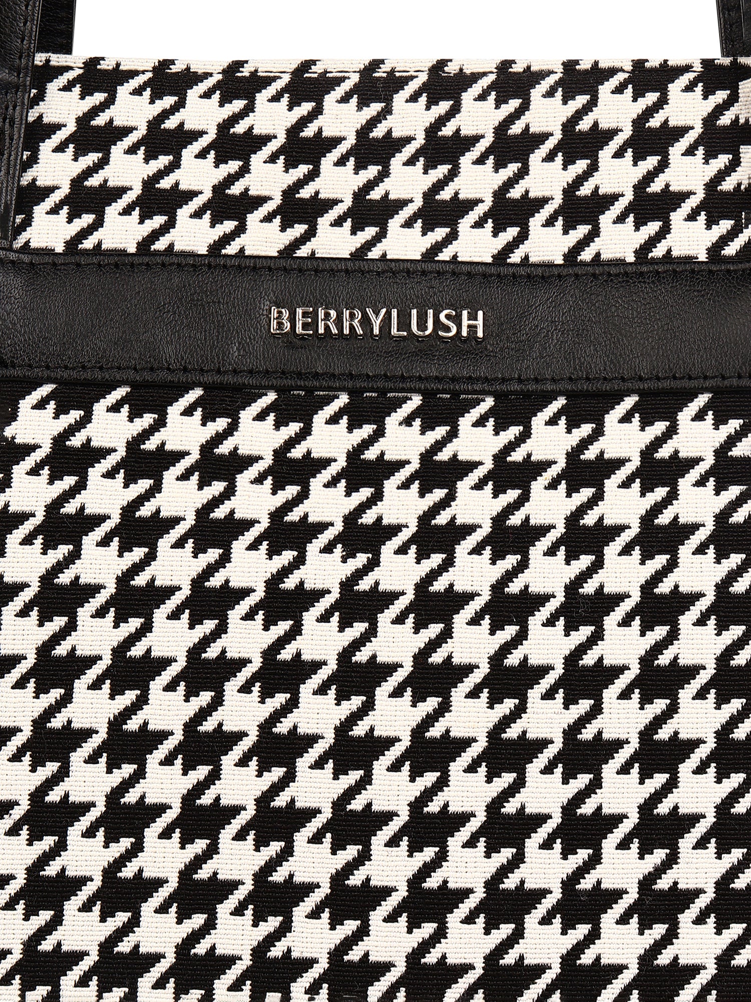 Berrylush Women Black & White Geometric Printed Polyester Zipper-Up Regular Laptop Bag