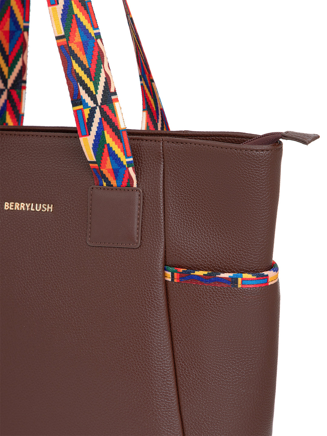 Berrylush Women Brown Textured Two Handles Casual Tote Bag