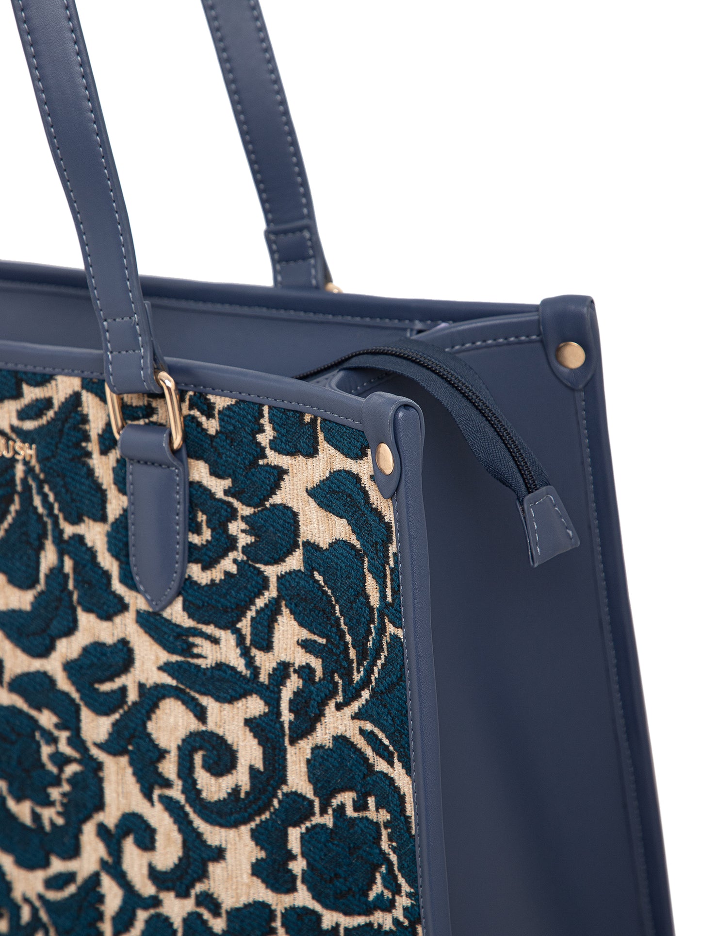 Berrylush Women Blue Floral Print Two Handles Casual Shoulder Bag