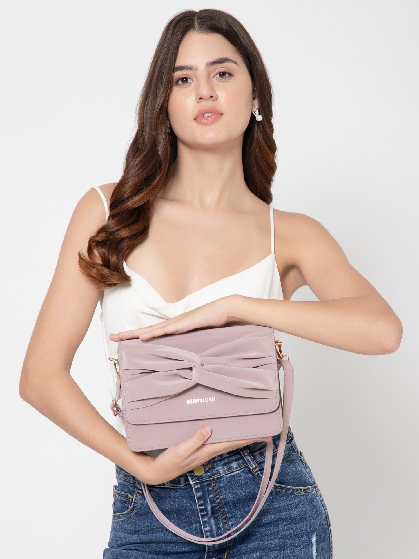 Berrylush Women Purple Solid Smart Casual Regular Detachable Sling Bag