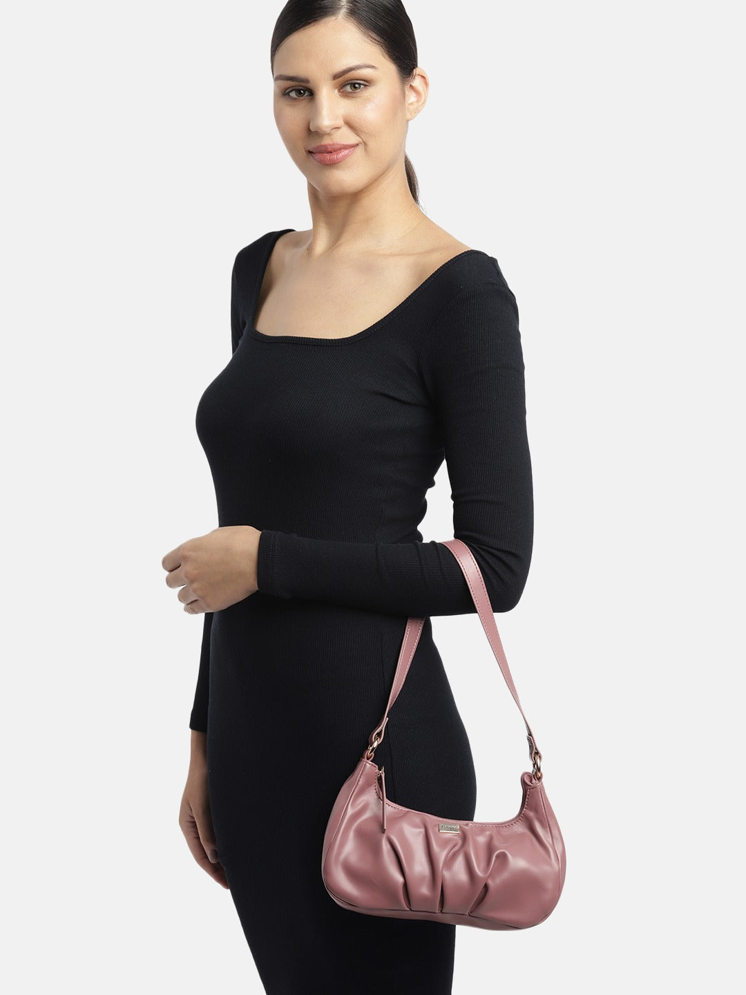 Berrylush Women Solid Red PU Zipper-Up One Handle Swagger Regular Shoulder Bag