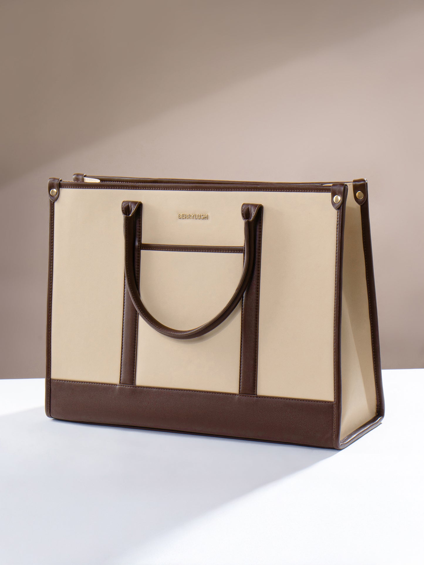 Berrylush Women Beige Solid Two Handles Smart Casual Regular Tote Bag