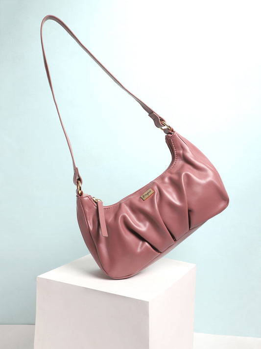 Berrylush Women Solid Red PU Zipper-Up One Handle Swagger Regular Shoulder Bag