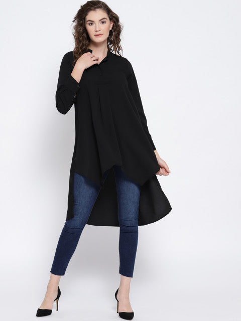 Black Solid High-Low Top - Berrylush