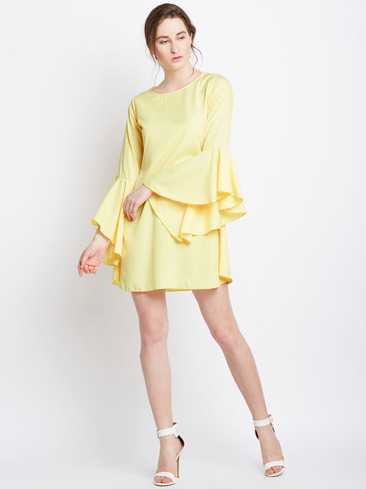 Yellow Solid A-Line Dress - Berrylush