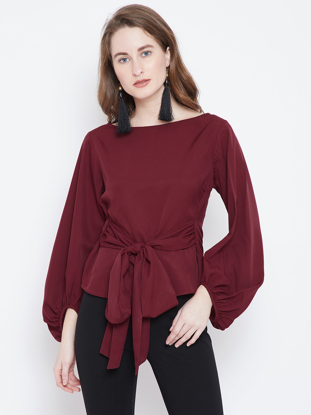 Maroon Solid A-Line Top - Berrylush