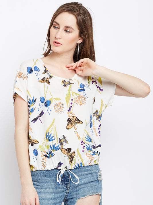 White Printed Top - Berrylush