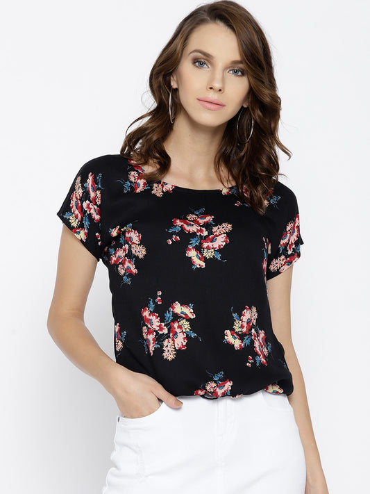 Black Printed Top - Berrylush