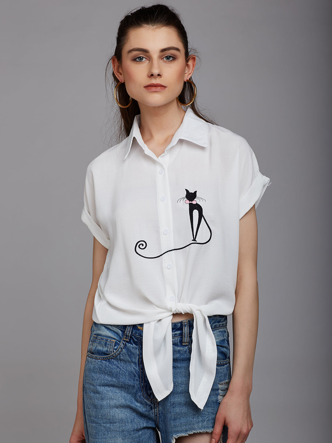 Berrylush White Regular Fit Printed Casual Shirt - Berrylush