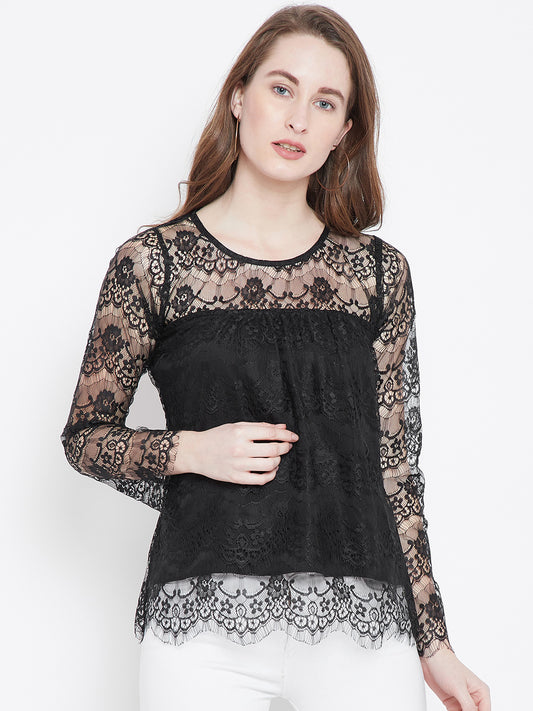 Black Lace Top - Berrylush
