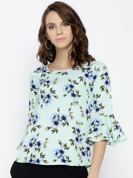 Sea Green Printed Top - Berrylush