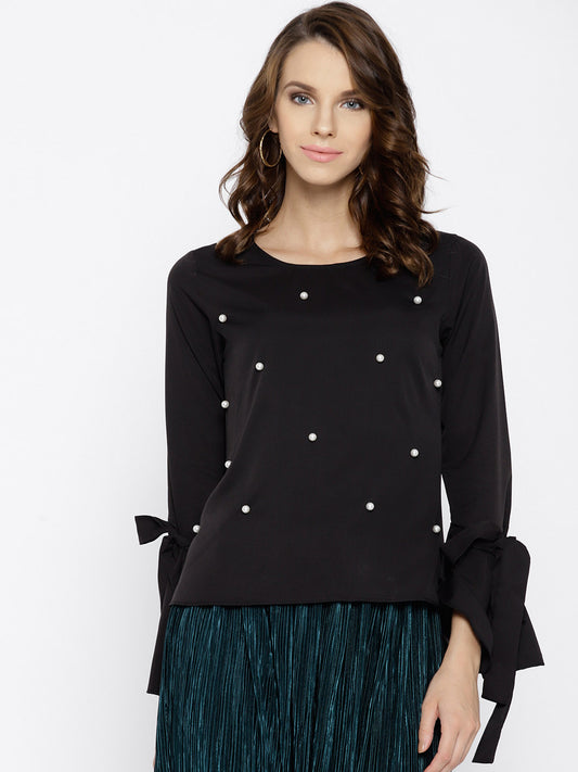 Black Embellished Top - Berrylush