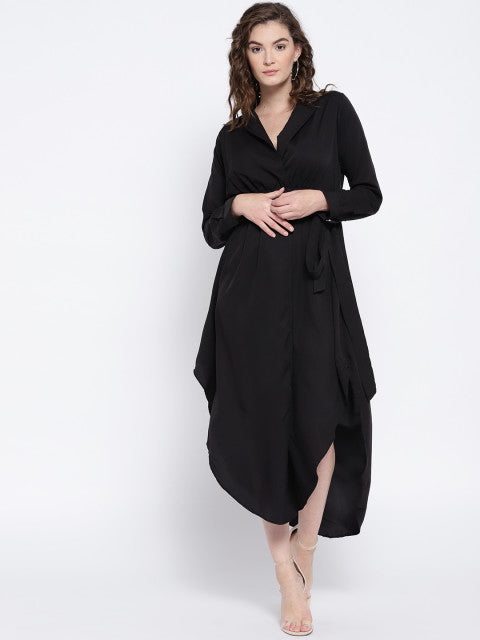 Black Solid Empire Dress - Berrylush