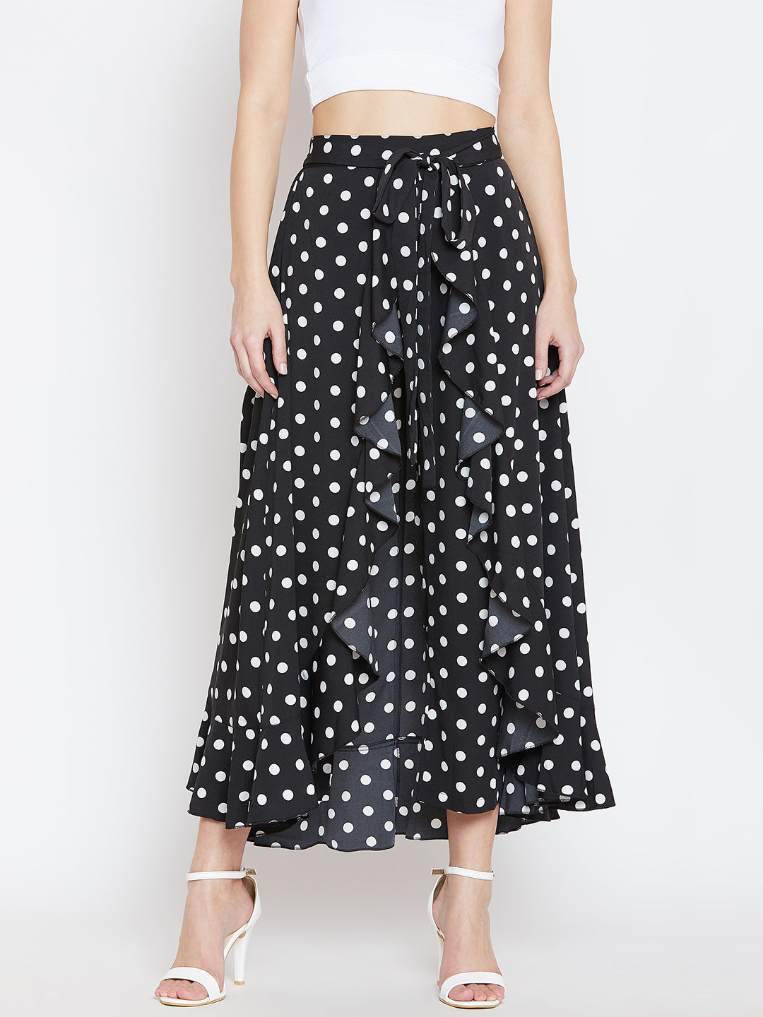 Black & White Printed Flared Maxi Skirt - Berrylush