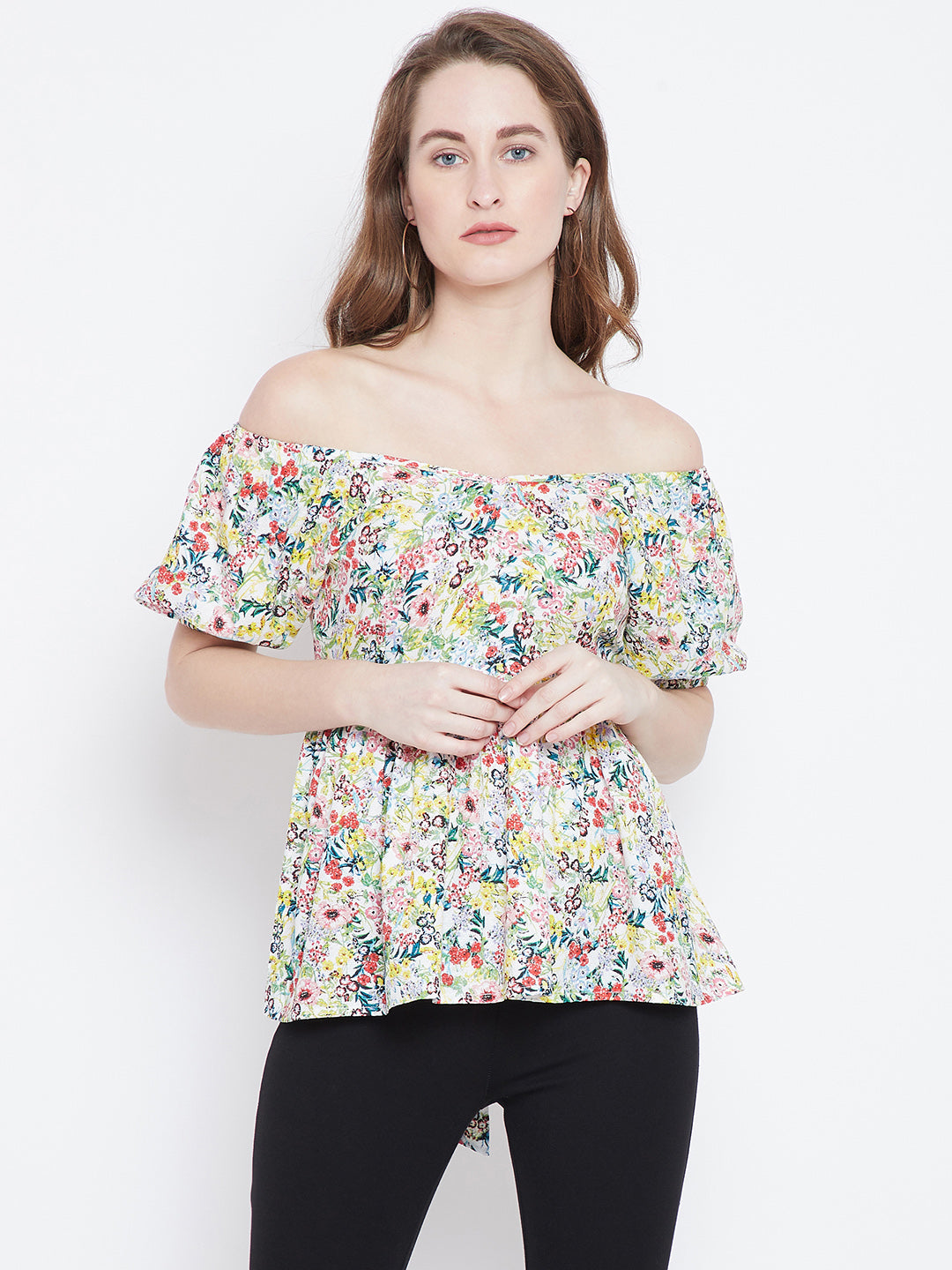 White Floral Off Shoulder Top - Berrylush