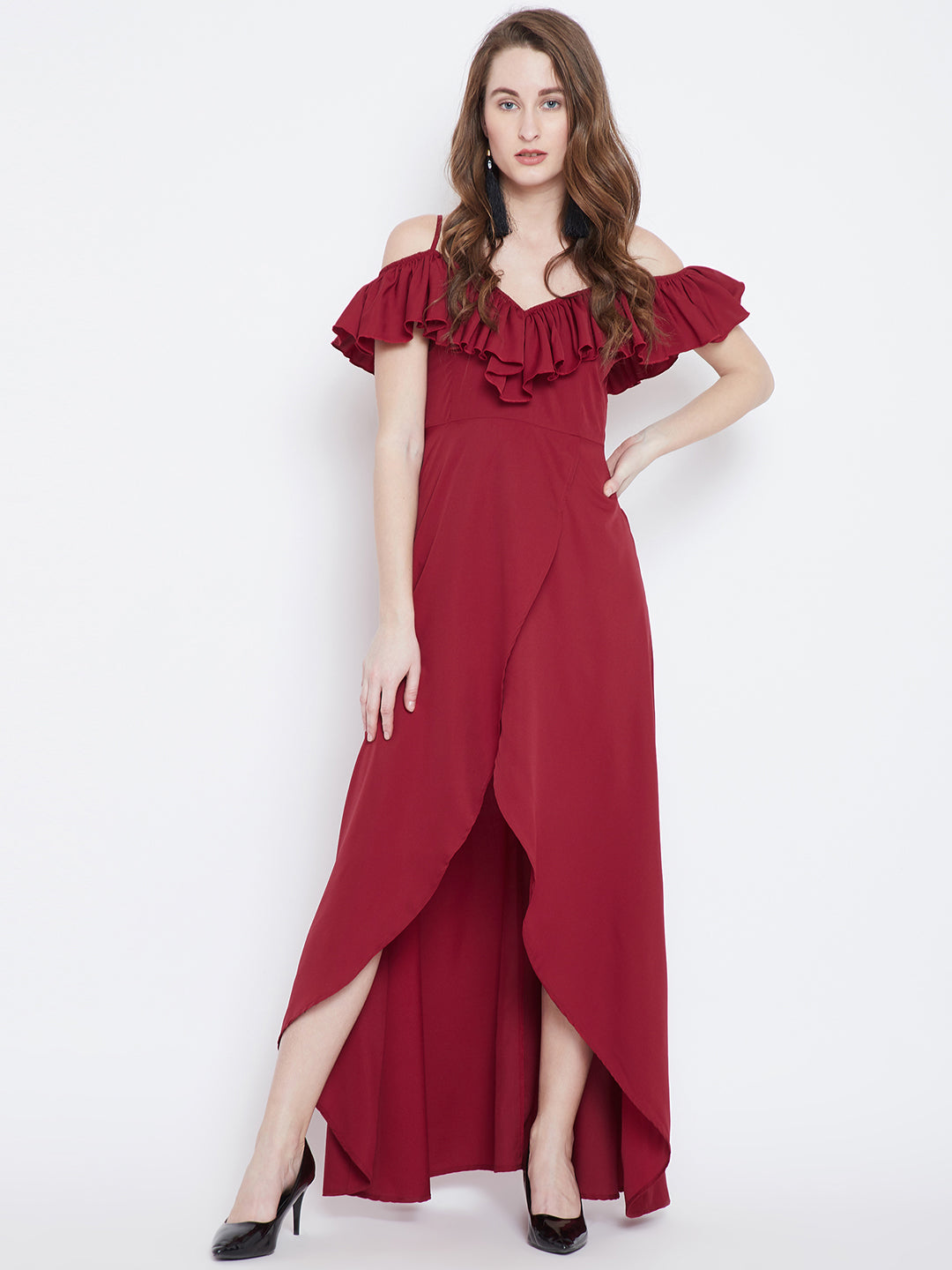 Red Solid Maxi Dress - Berrylush