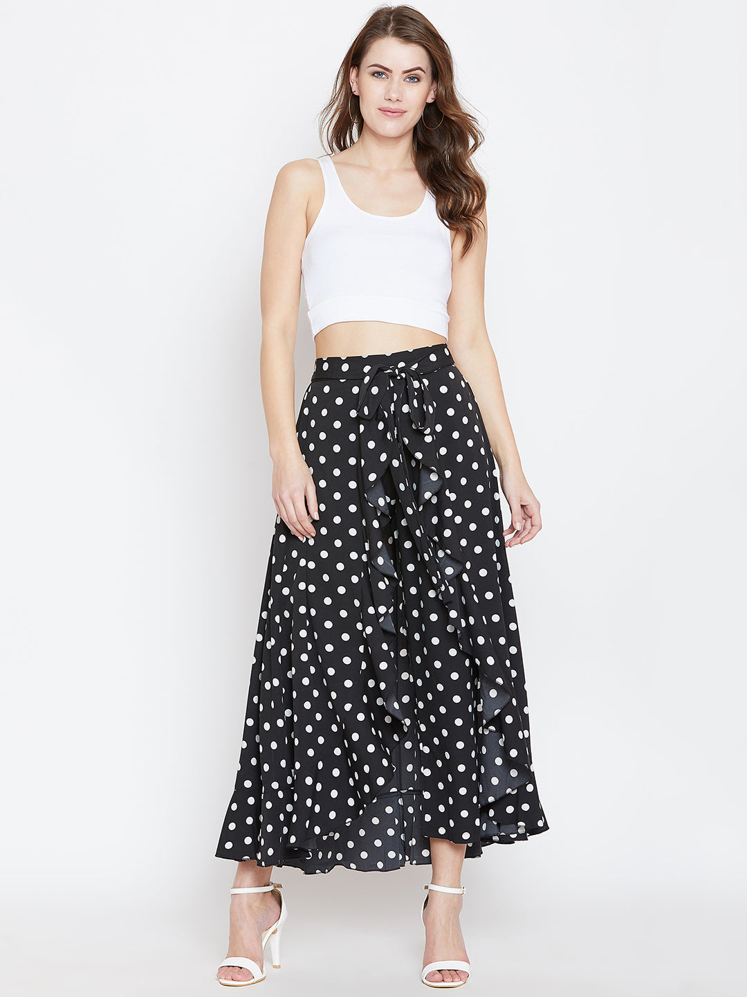 Black & White Printed Flared Maxi Skirt - Berrylush