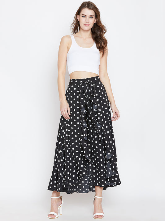 Black & White Printed Flared Maxi Skirt - Berrylush