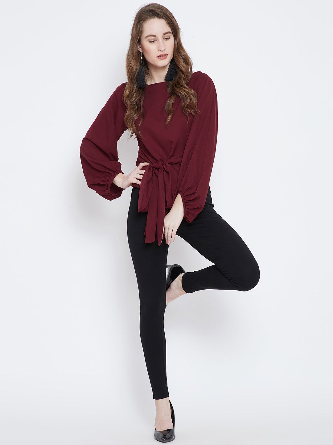 Maroon Solid A-Line Top - Berrylush