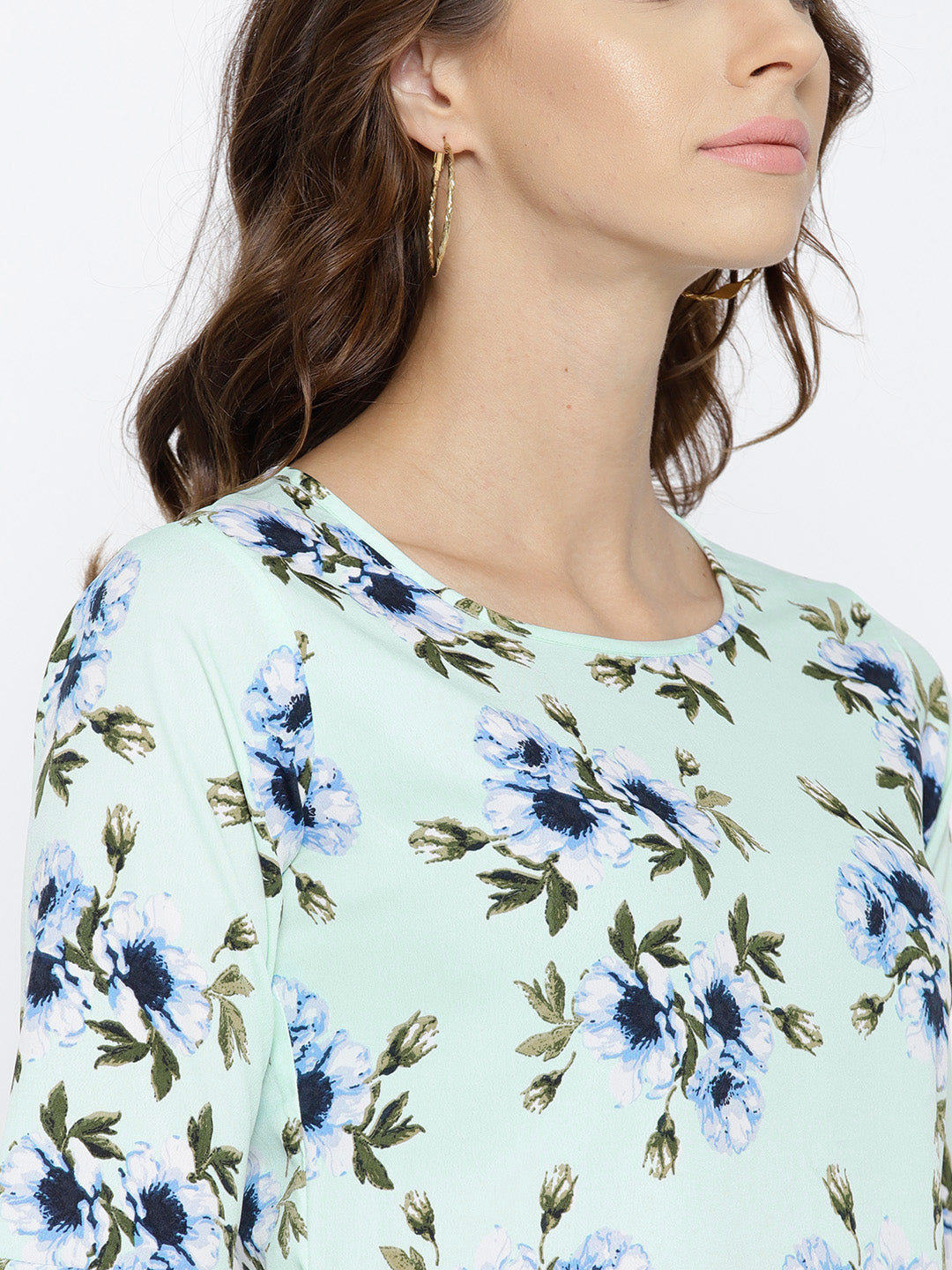 Sea Green Printed Top - Berrylush