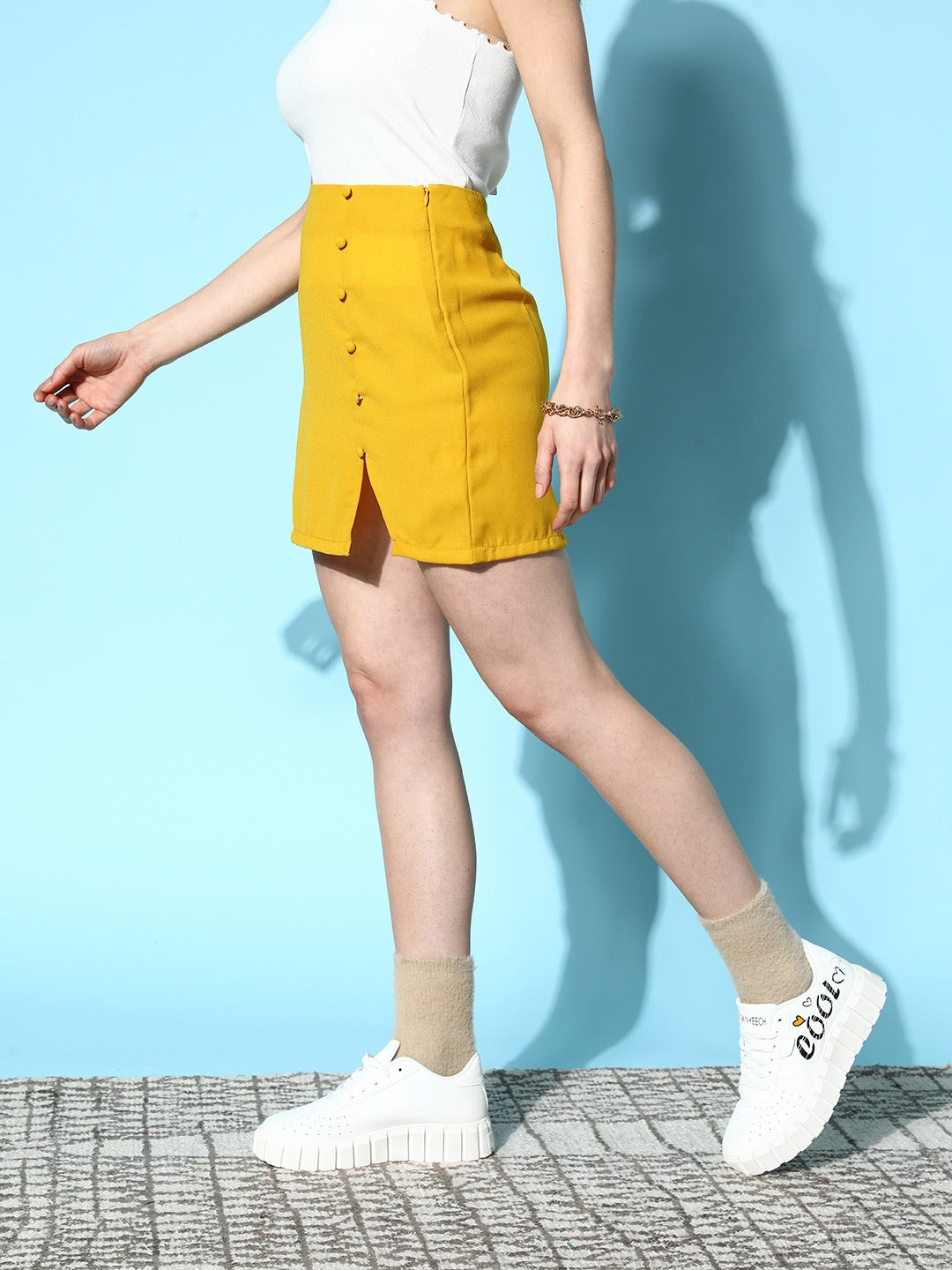 Elm Belle Denim Skirt Mustard