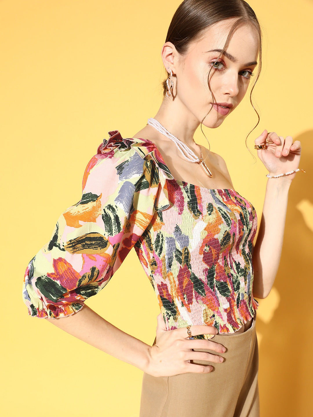 Pankh Clothing - Siam Floral One Shoulder Blouse One size