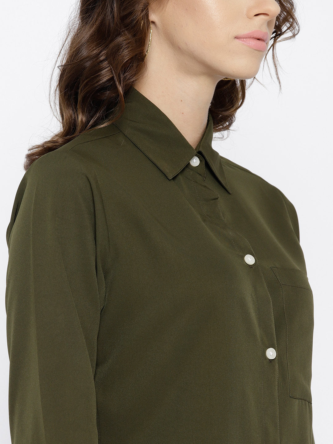 Olive Green Regular Fit Solid Casual Shirt - Berrylush