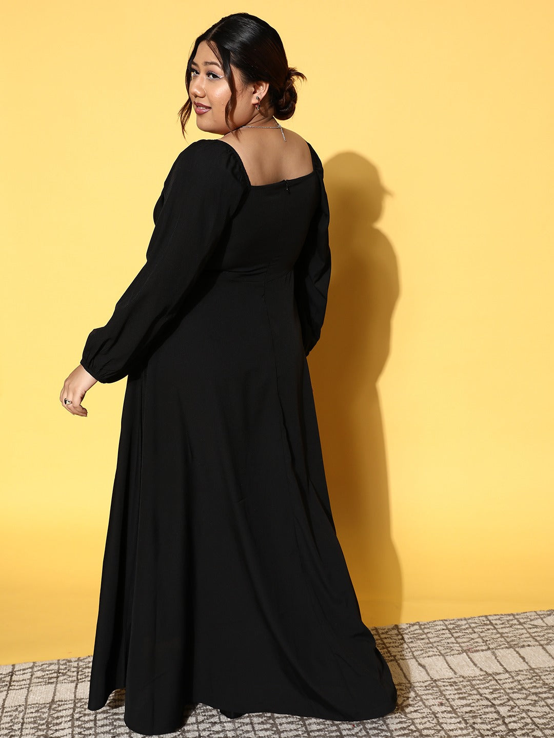 long sleeve black maxi dress plus size Ashirexll Dress, V-Neck Shirt Solid Color Cotton Hemp Casual Cardigan Dress 4XL, Women's Great For Everyday Look Plus Size Maxi Dress/oversize Black