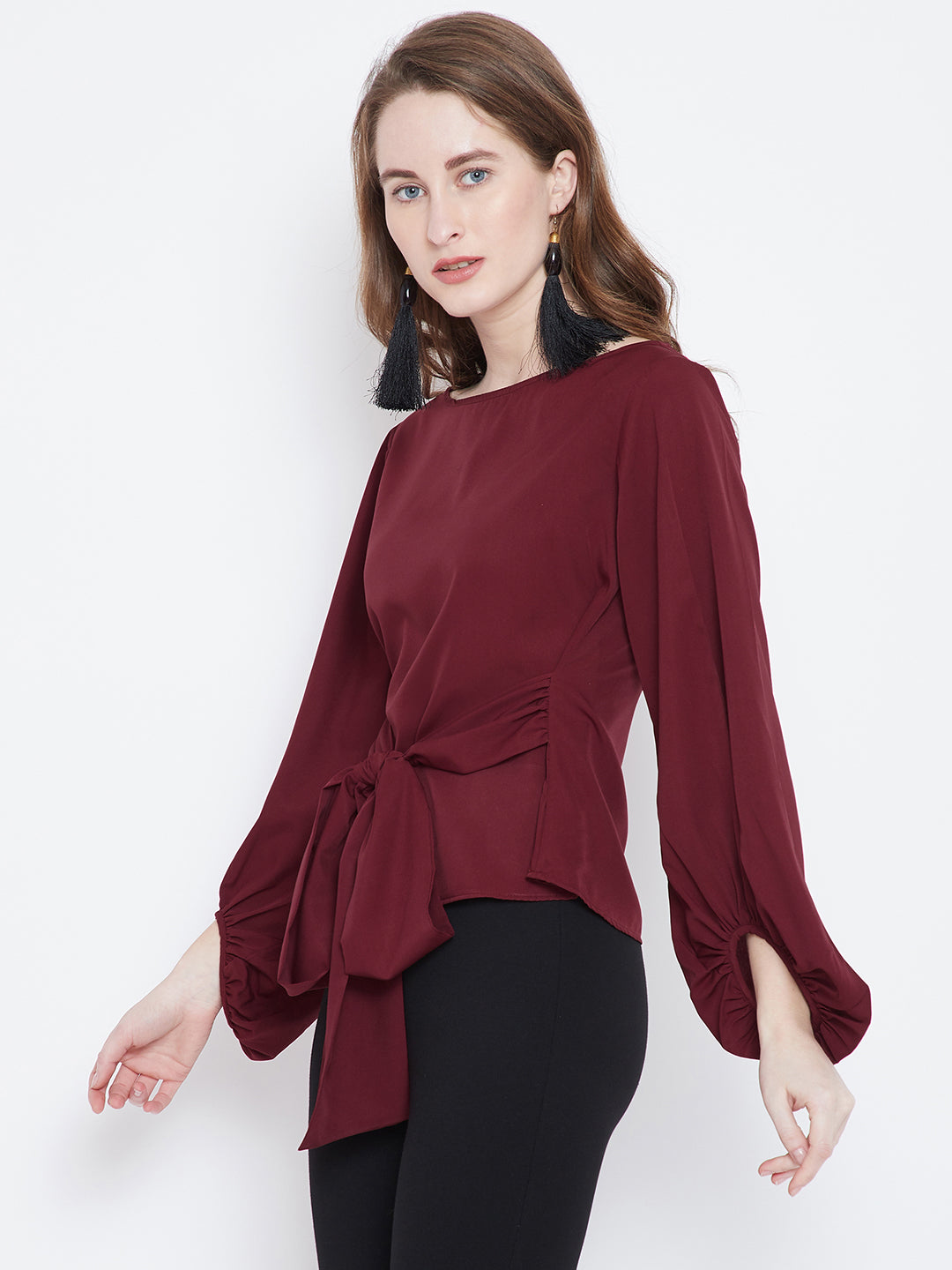 Maroon Solid A-Line Top - Berrylush