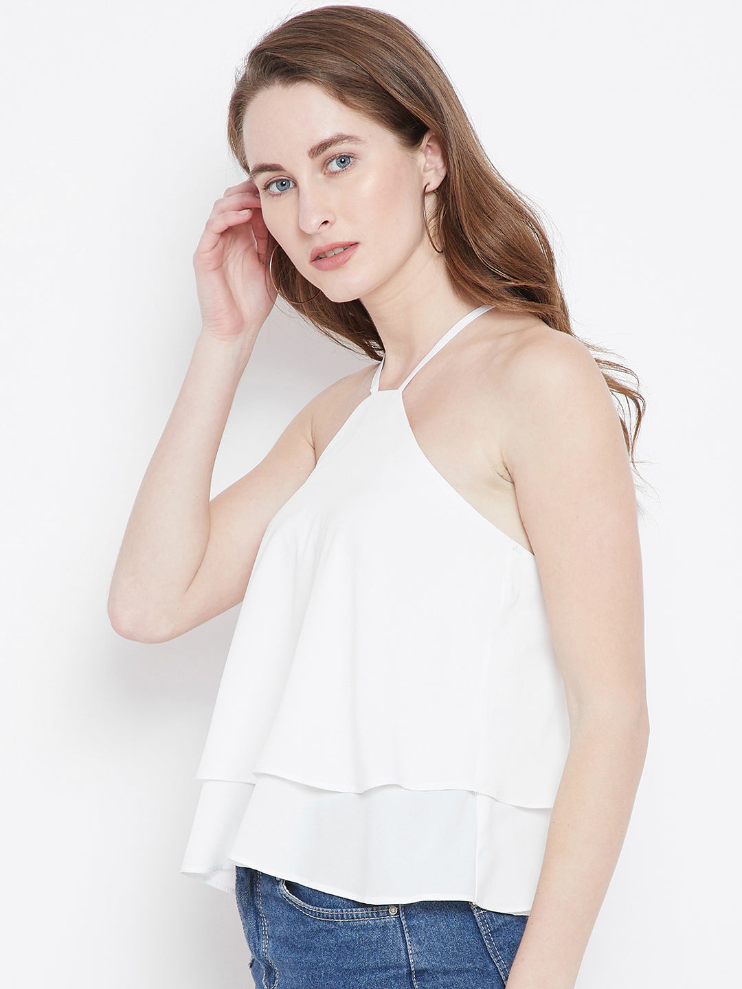 White Solid Tiered Top - Berrylush