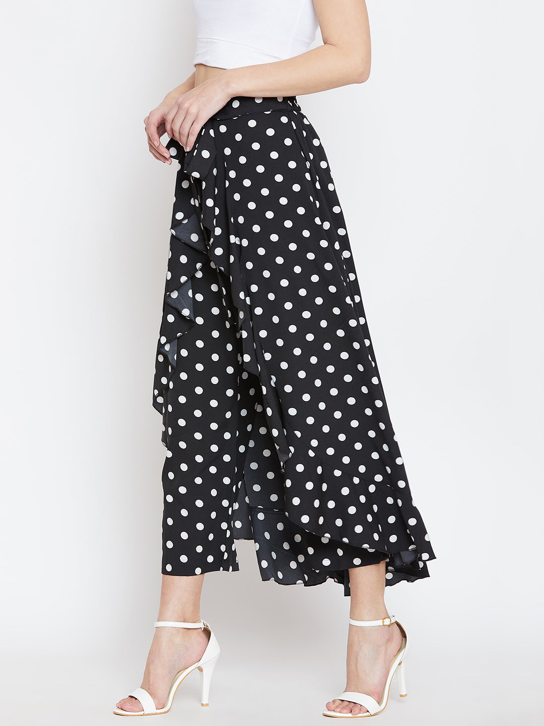 Black & White Printed Flared Maxi Skirt - Berrylush