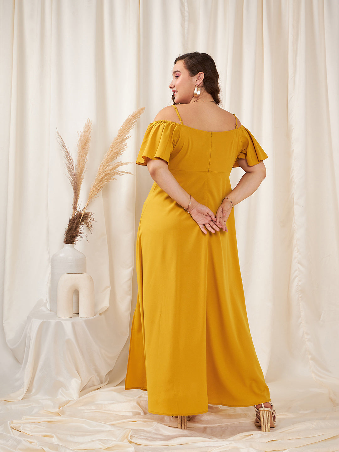 yellow off the shoulder dress plus size Diufon Plus Size Womens Dresses off Shoulder Ruffle Long Sleeve Dress Fall Casual Solid Color Dress, Women's, Size: Medium, Yellow