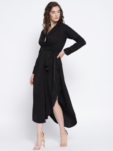 Black Solid Empire Dress - Berrylush