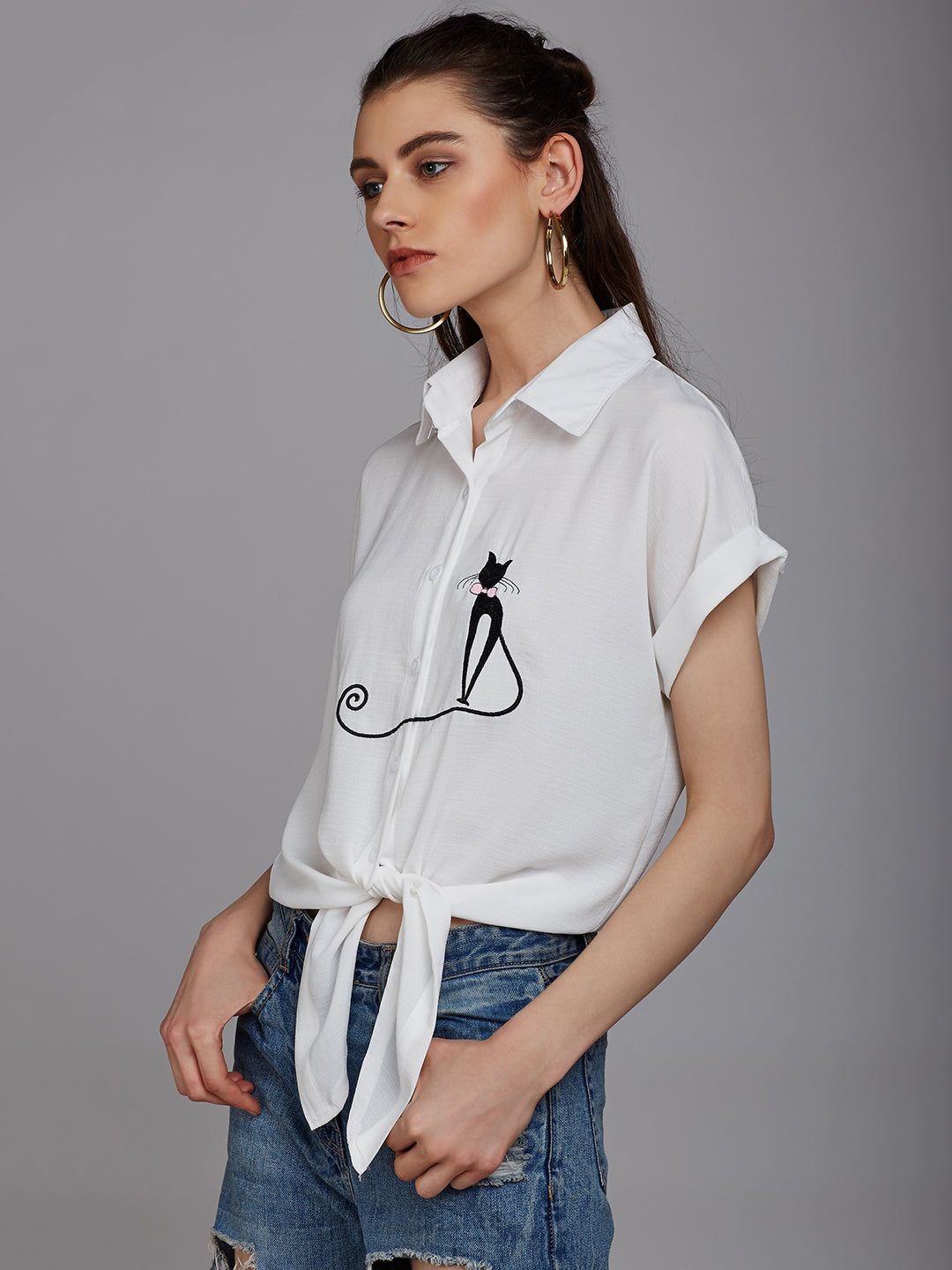 Berrylush White Regular Fit Printed Casual Shirt - Berrylush