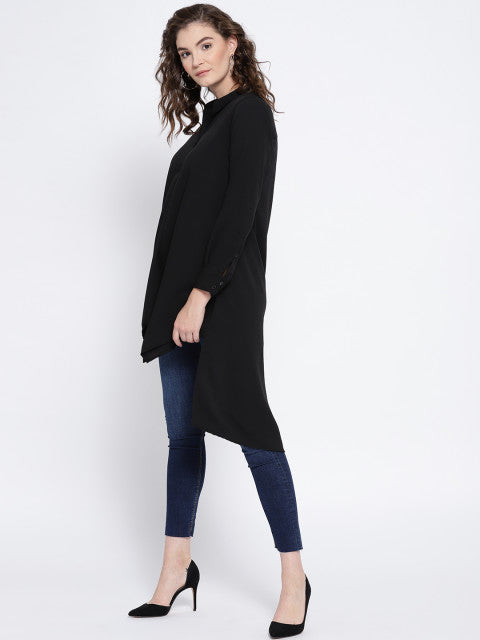 Black Solid High-Low Top - Berrylush