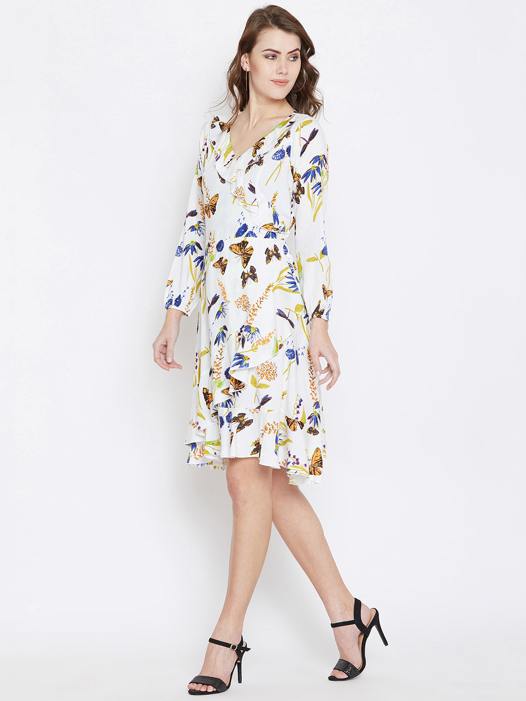 White Printed Fit and Flare Dress - Berrylush