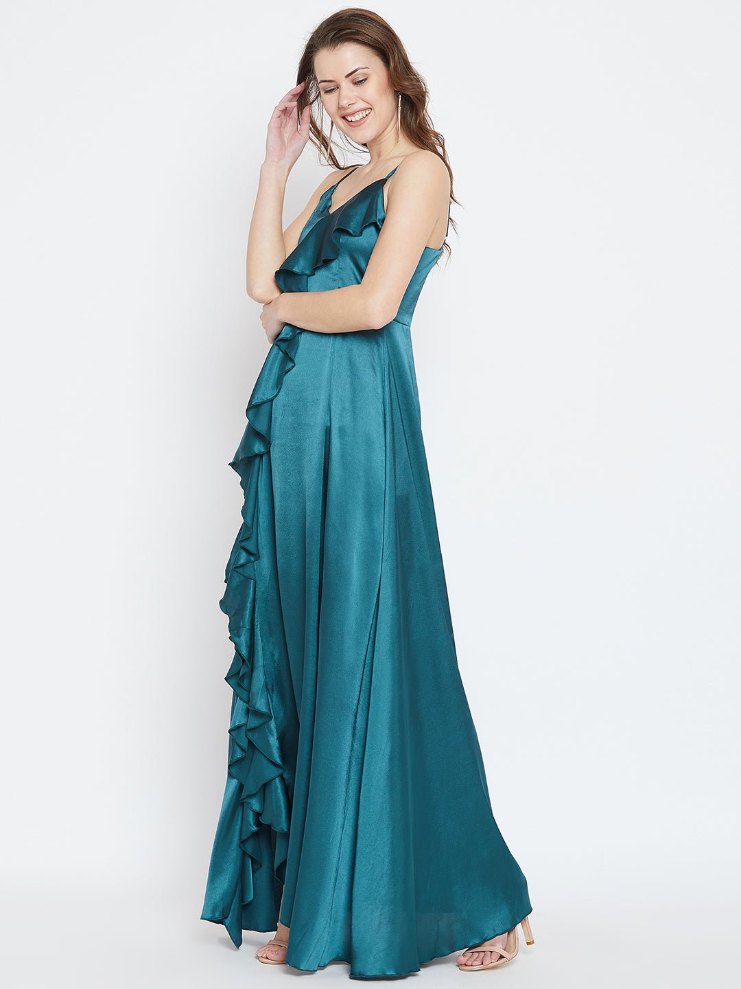 Teal Blue Solid Maxi Dress - Berrylush