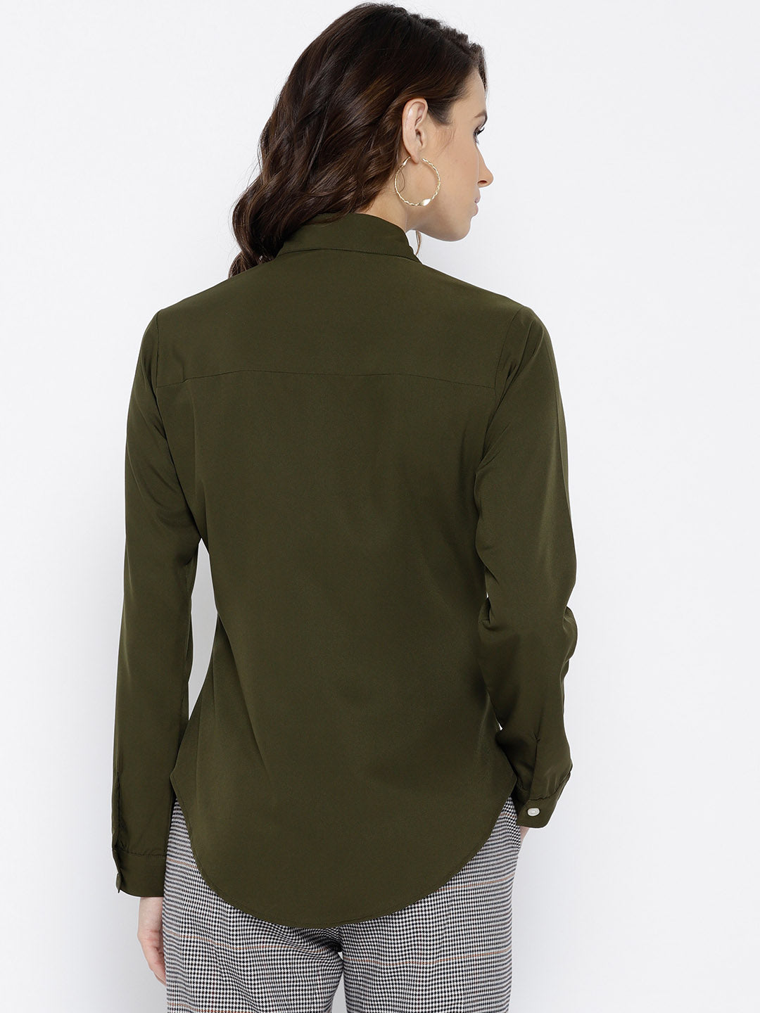 Olive Green Regular Fit Solid Casual Shirt - Berrylush