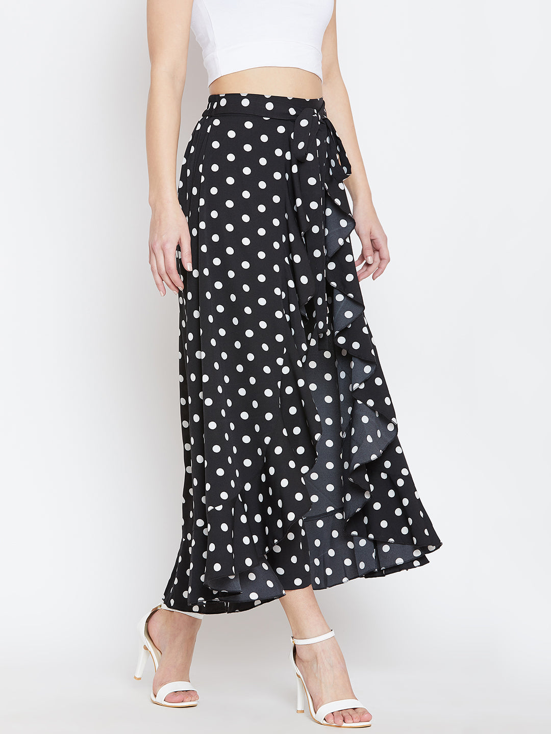 Black & White Printed Flared Maxi Skirt - Berrylush
