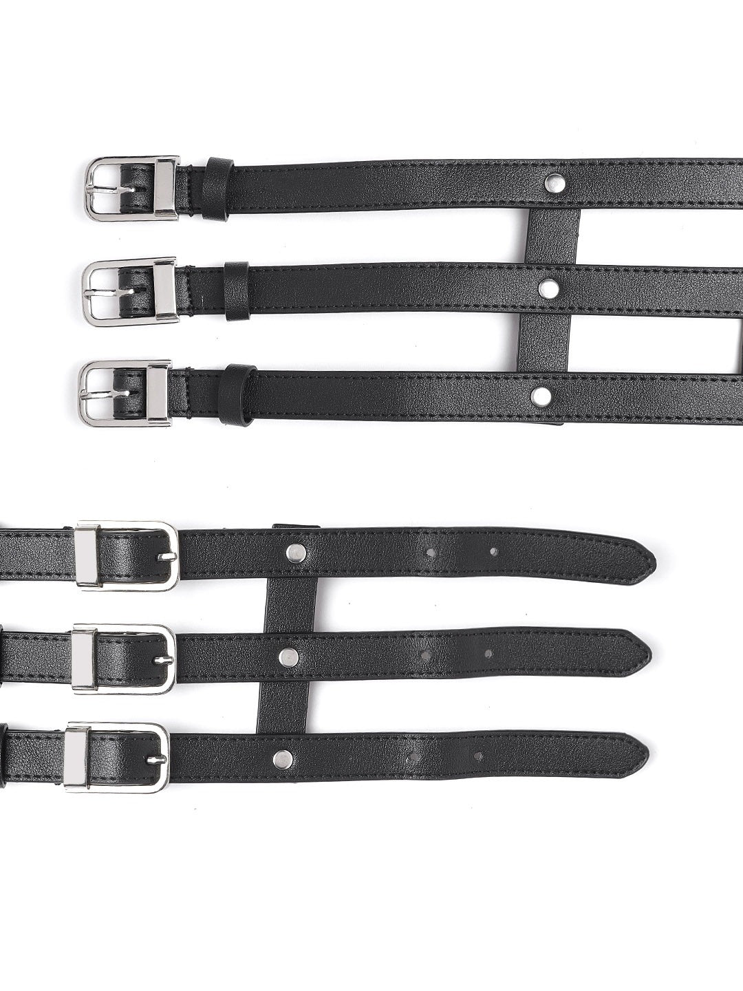 Berrylush Women Solid Black Synthetic Leather 3-Layered Belt